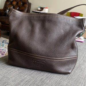 Coach Large Shoulder Bag - Brown Pebbled Leather